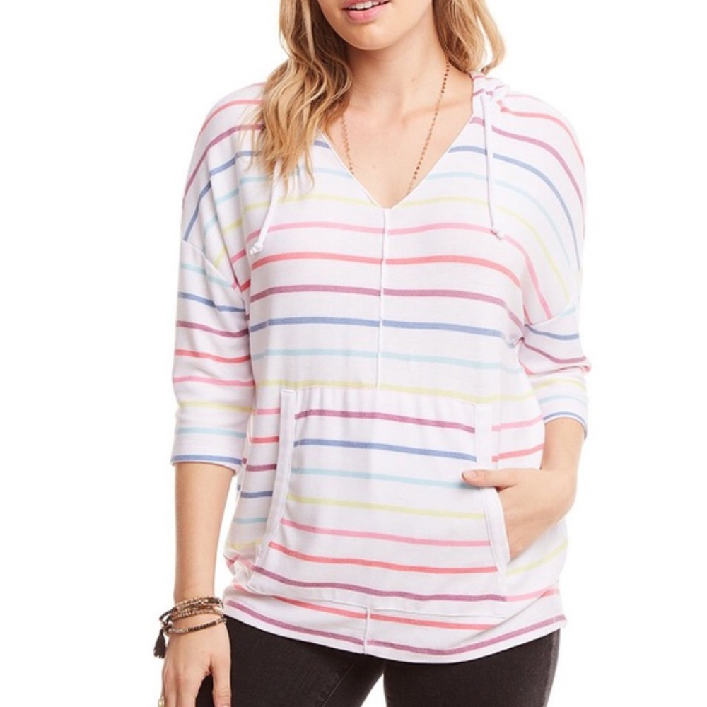 CHASER RAINBOW STRIPED WHITE HOODIE